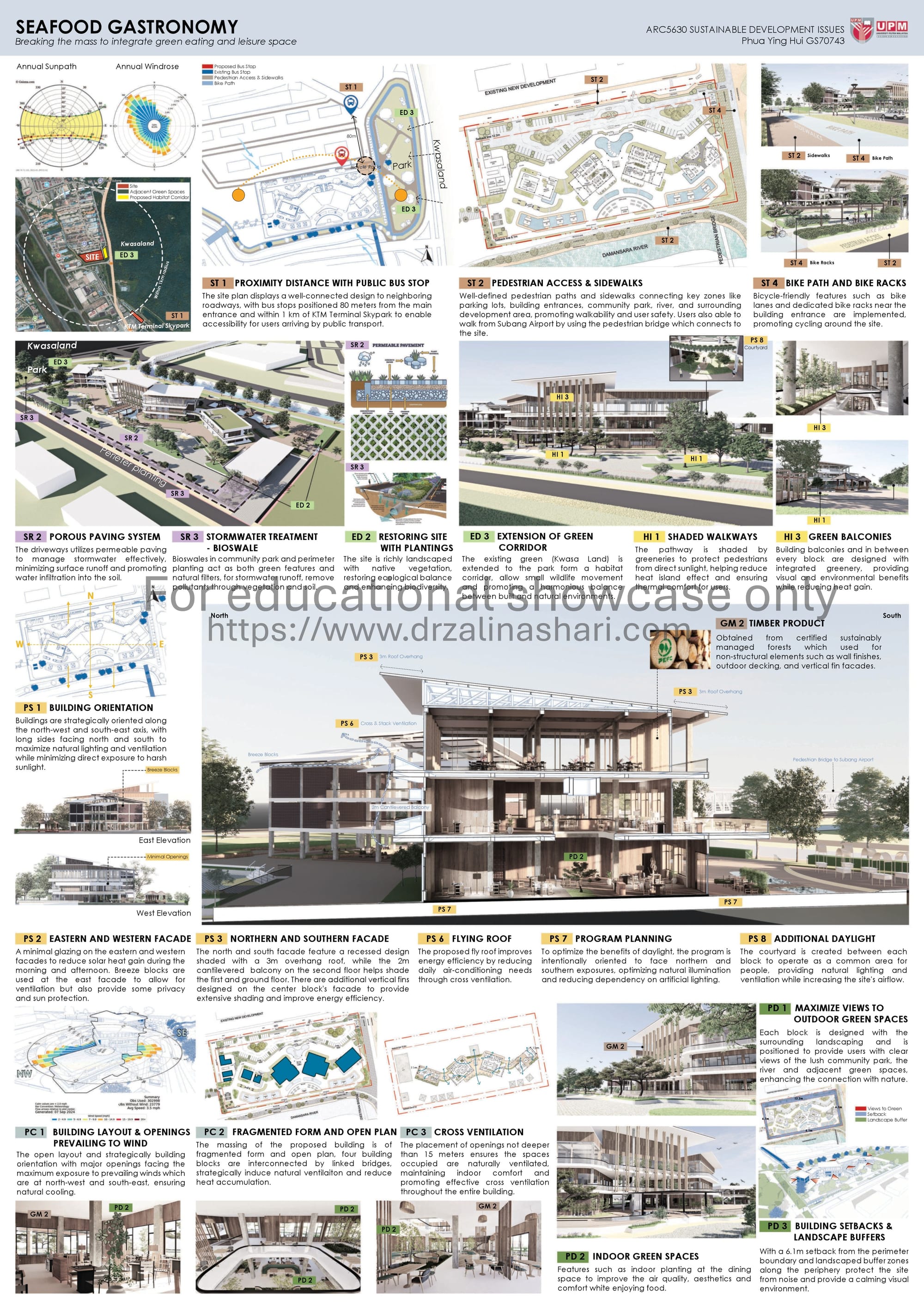 Green Design Proposal for Seafood Gastronomy Subang by Phua Ying Hui (GS70743). Design Studio Advisors: Mdm. Norizan Abd Rahim & Ar. Azman Md Nor